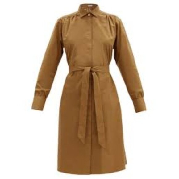OFFICINE GENERALE Virginie Quiet Luxury Brown Modest Lagenlook Shirt Dress M - Picture 3 of 16